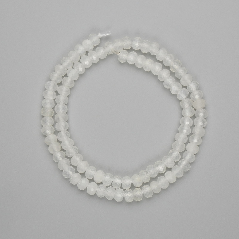 Perlen aus weißem Quarz – facettierte Rondell-Perlen 6x4 mm, Länge ca. 38 cm, auf Faden