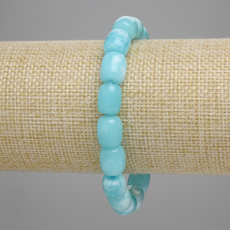 Armband aus Aquamarin-Barrelperlen 10×9 mm, Länge ca. 18 cm, Stretch