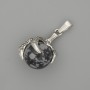 Anhänger aus Schneeflocken-Obsidian in Form einer Pfote mit Kugel 18×37 mm ± silberfarbenem Metall
