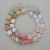Sortiment Perlen aus Chalcedon, Opalit und Rosenquarz – Würfelperlen 8×8 mm ±, Glasperlen 3 mm ±, Länge ca. 38 cm ± auf Faden
