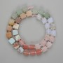 Sortiment Perlen aus Chalcedon, Opalit und Rosenquarz – Würfelperlen 8×8 mm ±, Glasperlen 3 mm ±, Länge ca. 38 cm ± auf Faden