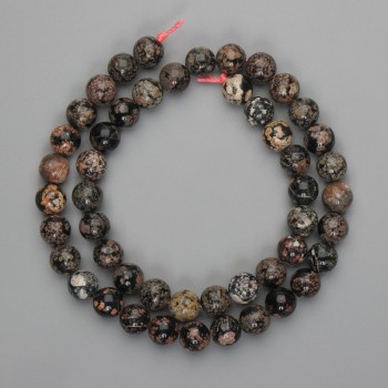 Obsidian-Perlen, glatte Kugeln, 7,5 mm, Länge ca. 39 cm, auf der Schnur