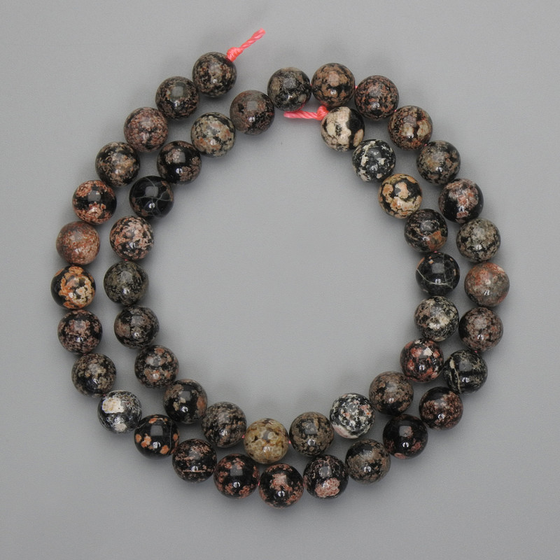 Obsidian-Perlen, glatte Kugeln, 7,5 mm, Länge ca. 39 cm, auf der Schnur