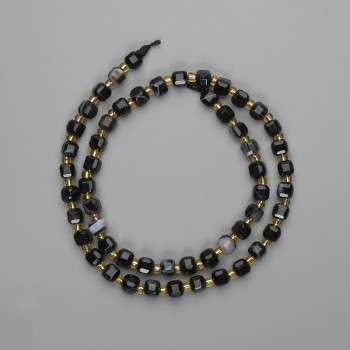 Achat facettierte Würfelperlen 5×5 mm ±, Rocailles 3 mm ±, Länge 38 cm