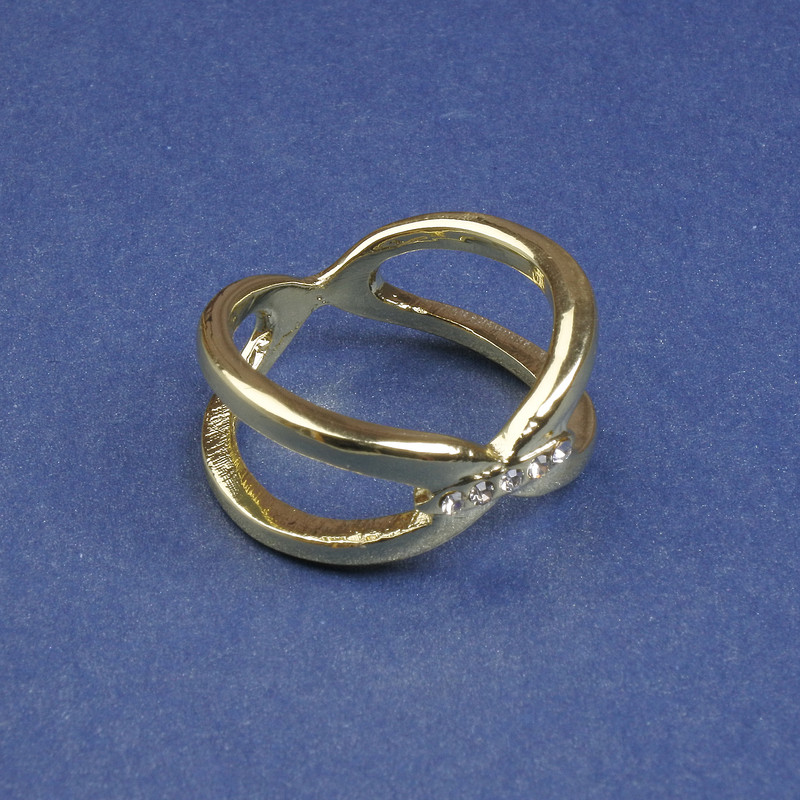 Schal- und Tuchspange mit weißen Strasssteinen, goldfarbenes Metall, 25 mm+