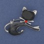 Anhängerbrosche 'Katze' mit grauem Katzenauge, goldfarbenes Metall, 40×31 mm+