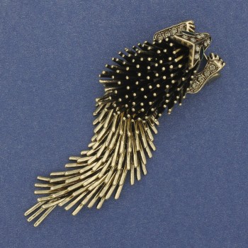 Brosche 'Igel-Stachelschwein' mit beweglichem Schwanz, 75 × 23 mm, Metallfarbe Dunkelgold