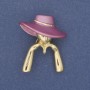 Brosche «Mädchen mit rosa Hut» goldfarbenes Metall 34×30 mm+