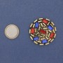 Magnetbrosche „Akzent“ – bunte Strasssteine, Farbe Dunkelgold, goldfarbenes Metall, 40 mm+