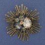 Anhänger-Brosche Akzent mit grauen und gelben Kristallen, bronze-goldfarbenes Metall, 60 mm+