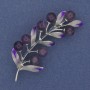 Brosche „Zweig mit Amethyst“ – silberfarbenes Metall, weiße Strasssteine, 60×25 mm+