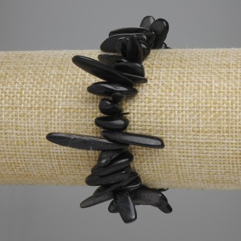 Armband aus Obsidian-Chips «Nadel», Durchmesser 10–20×3–5 mm ±, Länge ca. 18 cm, Stretch-Armband