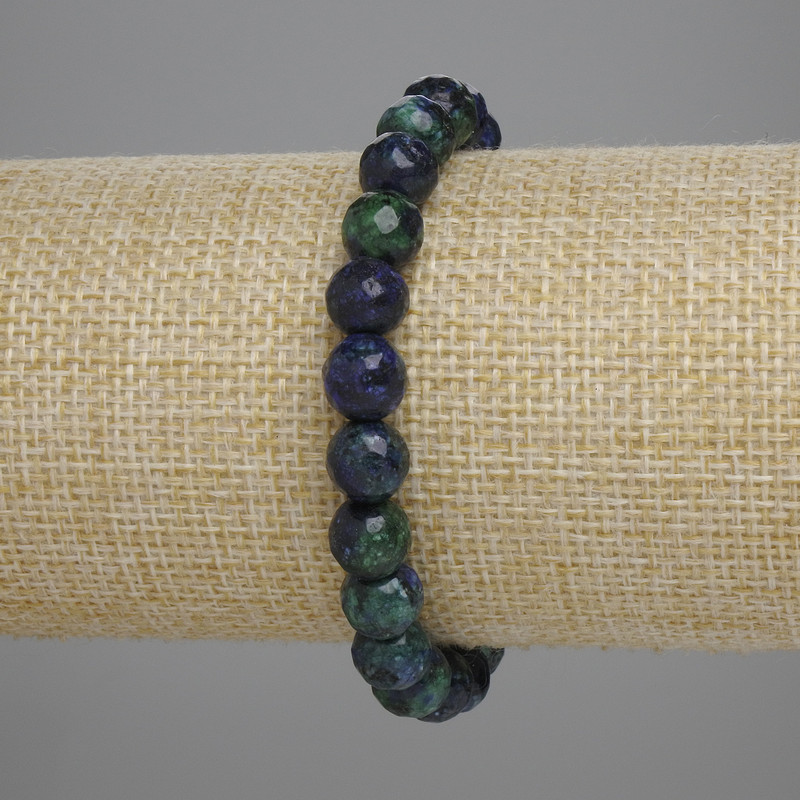 Azurit-Armband, facettierte Kugeln 8 mm, Länge ca. 18 cm, Stretch