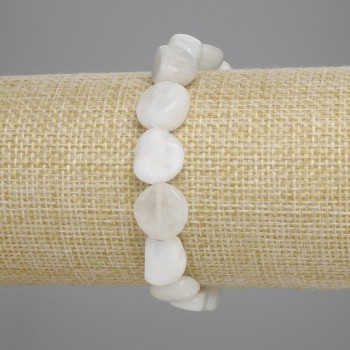 Adular-Armband, abgerundete Mondstein-Kiesel, Ø ca. 11–12 × 10–12 mm, Länge ca. 18 cm, elastisch