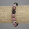 Rhodonit-Armband, facettierte Kugeln, Durchmesser ca. 10 mm, Länge ca. 18 cm, elastisches Band