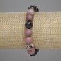 Rhodonit-Armband, facettierte Kugeln, Durchmesser ca. 10 mm, Länge ca. 18 cm, elastisches Band