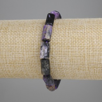 Armband aus Charoit, facettiert, Ø ca. 12–13 × 6–8 mm, Länge ca. 18 cm, elastisch