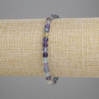 Armband aus facettiertem Fluorit, Würfel 4 mm, Länge ca. 18 cm, Stretch-Armband