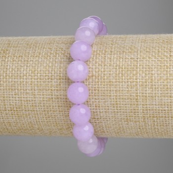 Armband aus Kunzit, glatte Kugel, Ø ca. 10 mm, Länge ca. 18 cm, elastisches Band