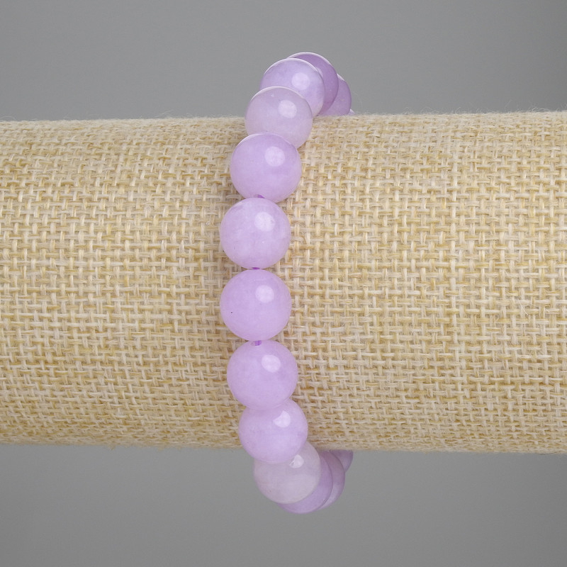 Armband aus Kunzit, glatte Kugel, Ø ca. 10 mm, Länge ca. 18 cm, elastisches Band