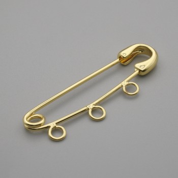 Broschenrohling mit Stecknadel, 41×12 mm, goldfarbenes Metall