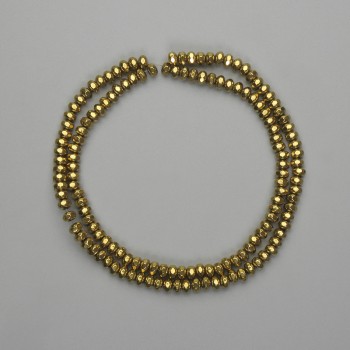 Facettierte Hämatit-Rondell-Perlen in Goldfarbe, 4×2,5 mm, Länge 38 cm+
