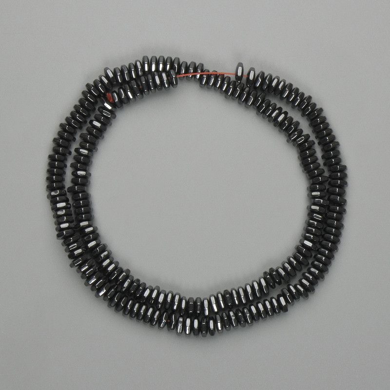 Facettierte Hämatit-Rondell-Perlen 5×1,5 mm, Länge ca. 40 cm