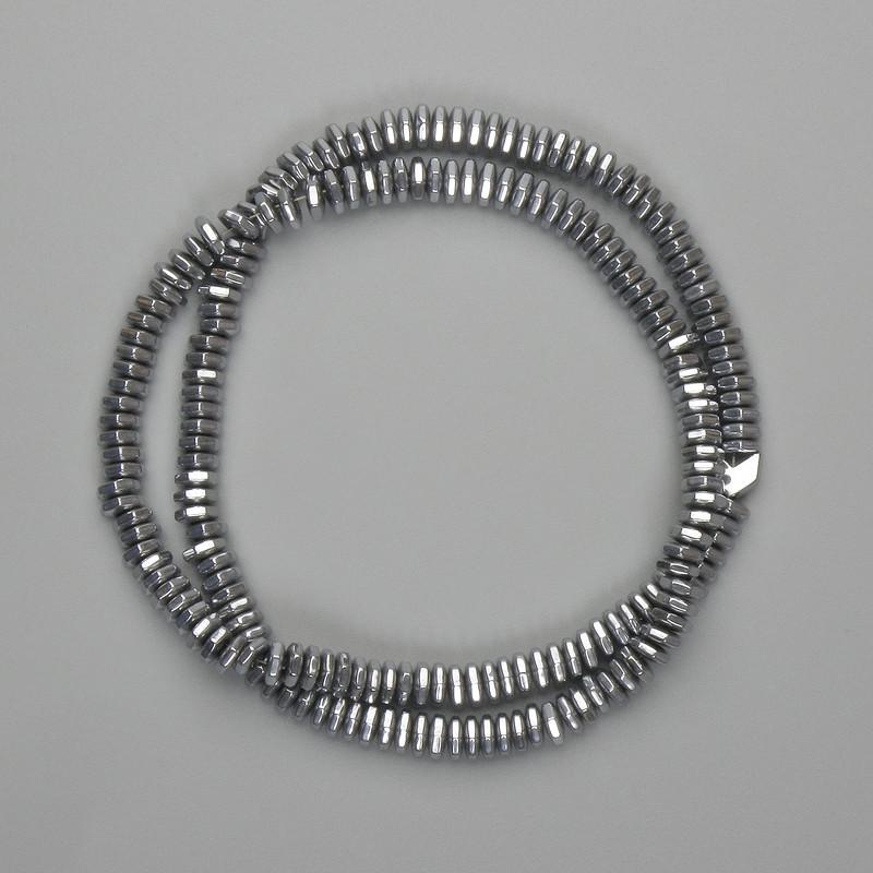 Facettierte Hämatit-Rondell-Perlen 5x1,5 mm, Farbe Silber, Länge 40 cm