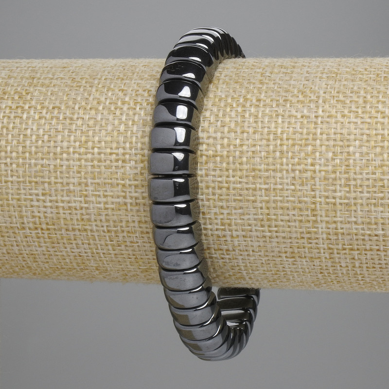 Armband aus Hämatit Rondell-Halbkreis, 10,5×5 mm, Länge ca. 18 cm, Stretch-Armband