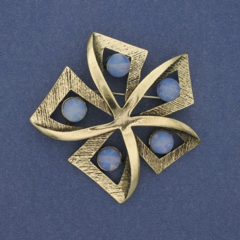 Anstecknadel Akzent Mondstein Opalit – goldfarbenes Metall 60 mm+