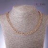 Xuping1 Kette mit gebogener Rombo-Flechtung, 7 mm Dicke, 51 cm Länge, 18K-Vergoldung