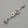 Endverschluss-Endkappe in silberfarbenem Metall mit Strasssteinen, Durchmesser ca. 20 x 11 mm, Länge ca. 52 mm