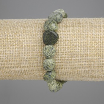 Armband aus Serpentin, glatte Perlen, Durchmesser ca. 10–12 × 10–11 mm, 5 mm ±, Länge ca. 18 cm, Stretch