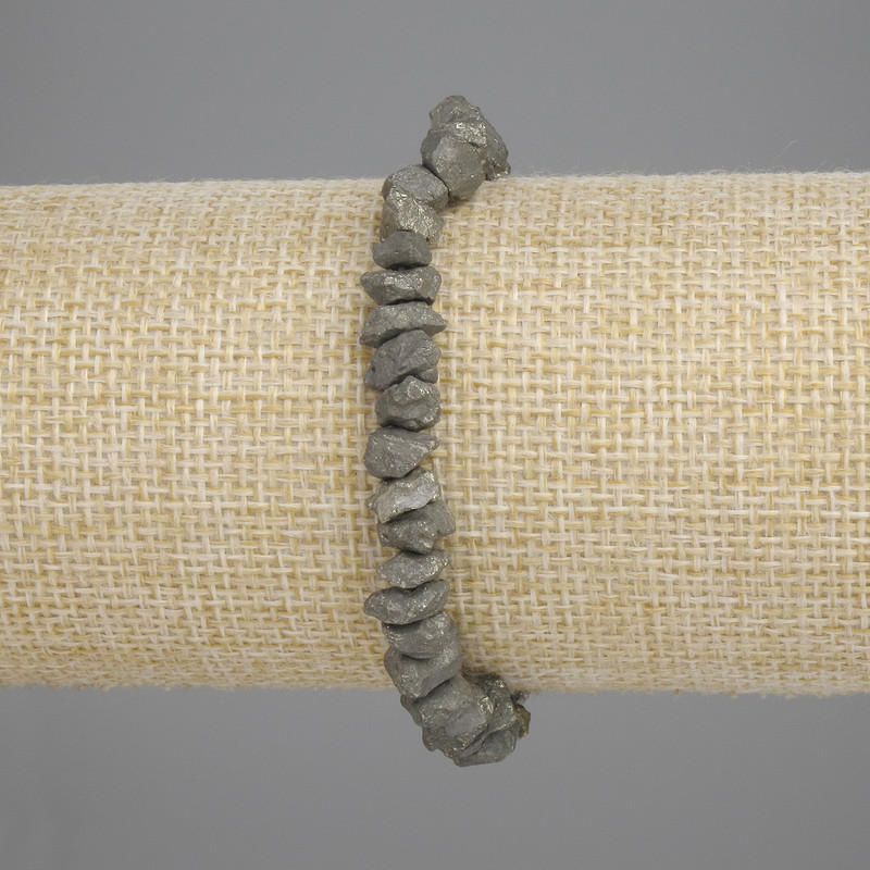 Armband Pyrit Rohstein, Durchmesser 5-7×3-5 mm, Länge 18 cm, Stretch