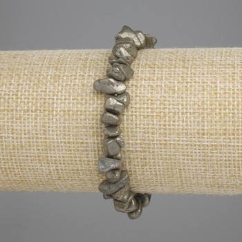 Armband aus Pyrit-Krümeln, Durchmesser 6–12×3–5 mm, Länge 18 cm, Stretch-Armband