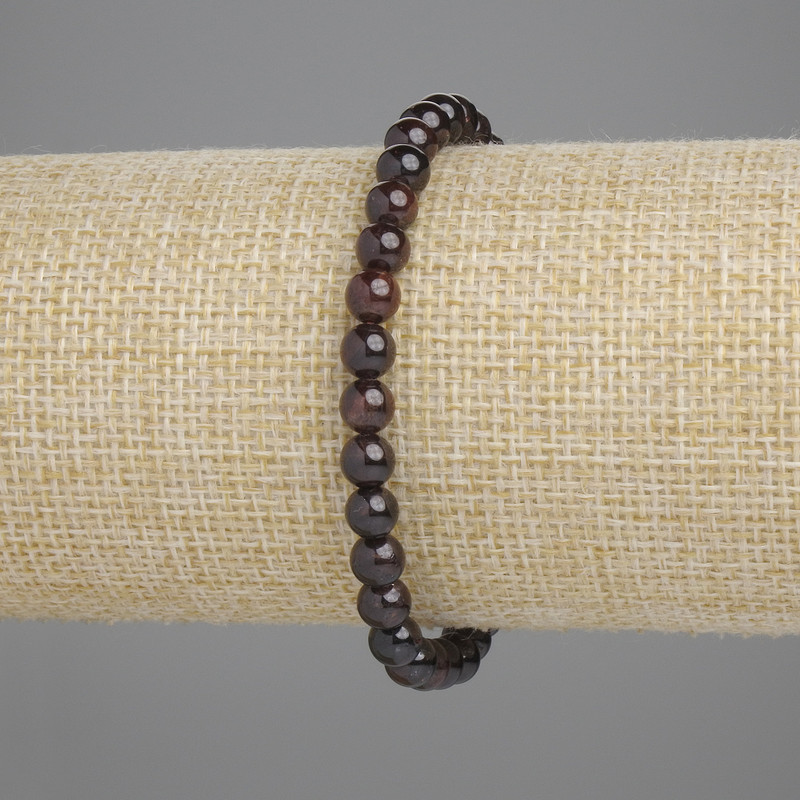 Armband aus Granat – glatte Kugeln, Durchmesser 5 mm ±, Länge 18 cm ± Stretcharmband