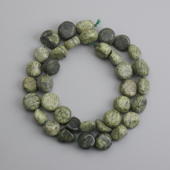 Serpentin-Perlen, facettiert, Durchmesser 9–13×10–12 mm, Länge 37 cm