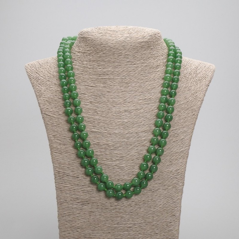 Lange Halskette aus Chrysoprase, glatte Kugeln, Durchmesser 8 mm, Länge 118 cm