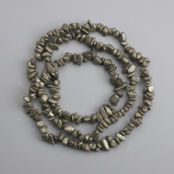 Pyrit-Nugget-Perlen, Durchmesser 5-10×3-6 mm, Länge 76 cm +