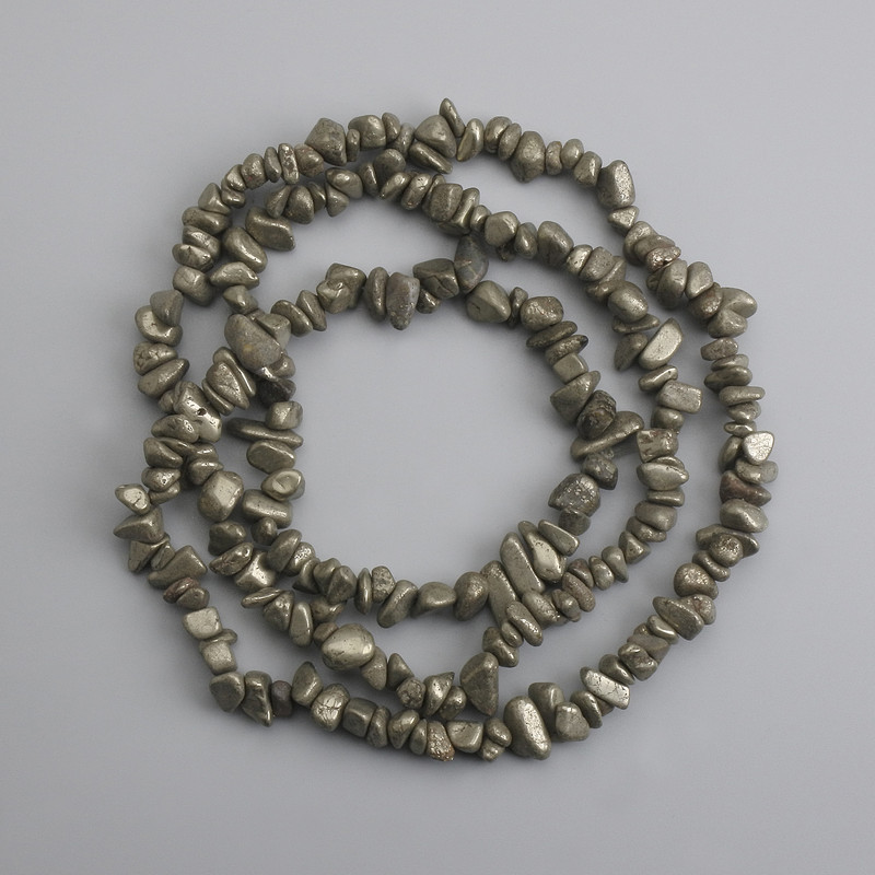 Pyrit-Nugget-Perlen, Durchmesser 5-10×3-6 mm, Länge 76 cm +