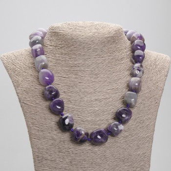 Amethyst-Facettierte Perlenkette, Durchmesser 12–17 × 14–15 mm, Länge ca. 50 cm, mit Verschluss