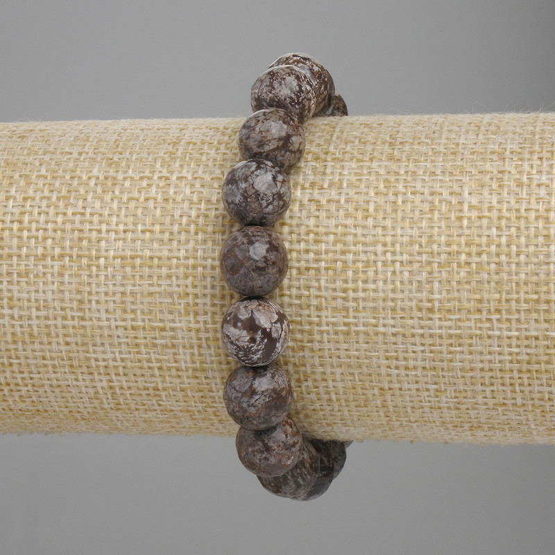 Armband aus Kaffee-Jaspis, facettierte Kugeln, Ø ca. 10 mm, Länge ca. 18 cm, elastisch