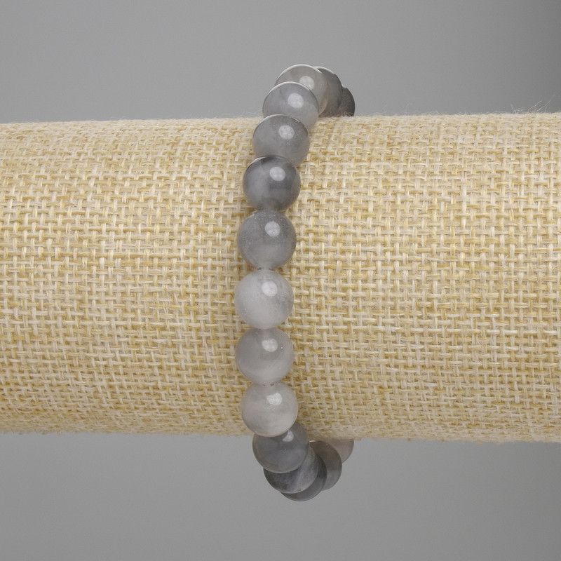 Stretch-Armband aus rauchigem Achat, glatte Kugeln, Durchmesser ca. 9 mm, Länge ca. 18 cm