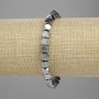 Hämatit-Armband, facettierte Perlen, ca. 5×5×5 mm, silberfarben, Länge ca. 18 cm, elastisch