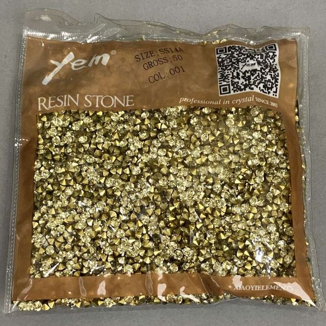 Gelbe Strasssteine, Ø 4 mm, Verpackung 75 g (±)