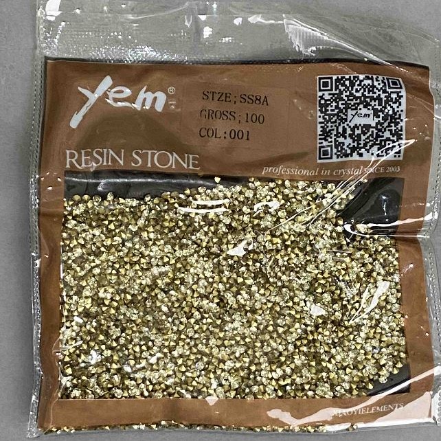 Gelbe Strasssteine, Durchmesser 2 mm, Packung ca. 30 g (±)