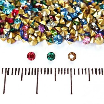 Bunte Strasssteinchen assortiert, Durchmesser ca. 2,5 mm, Packung ca. 7 g (±)