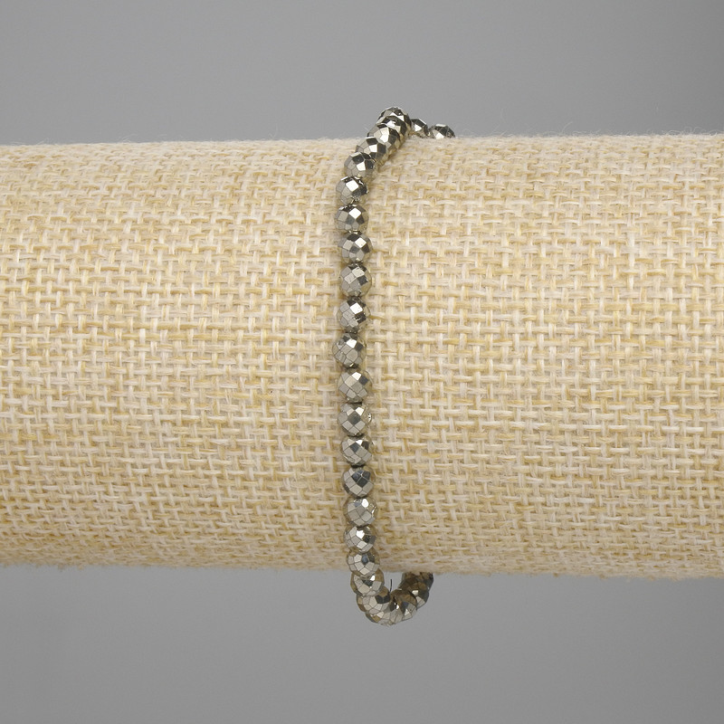 Armband aus Pyrit, facettierte Kugeln 4 mm, Länge ca. 18 cm ±, Elastikband