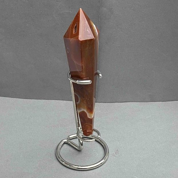 Souvenir-Bleistift-Konus aus Naturachat mit Geoden, 138×32 mm ± Gewicht 153 g, mit Unterlage