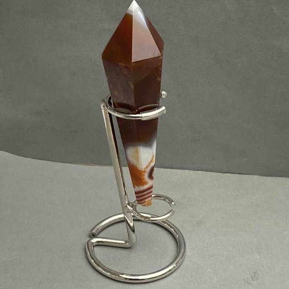 Souvenir-Bleistift in Kegelform aus natürlichem Achat mit Geoden, 120×30 mm ± Gewicht 115 g, mit Ständer